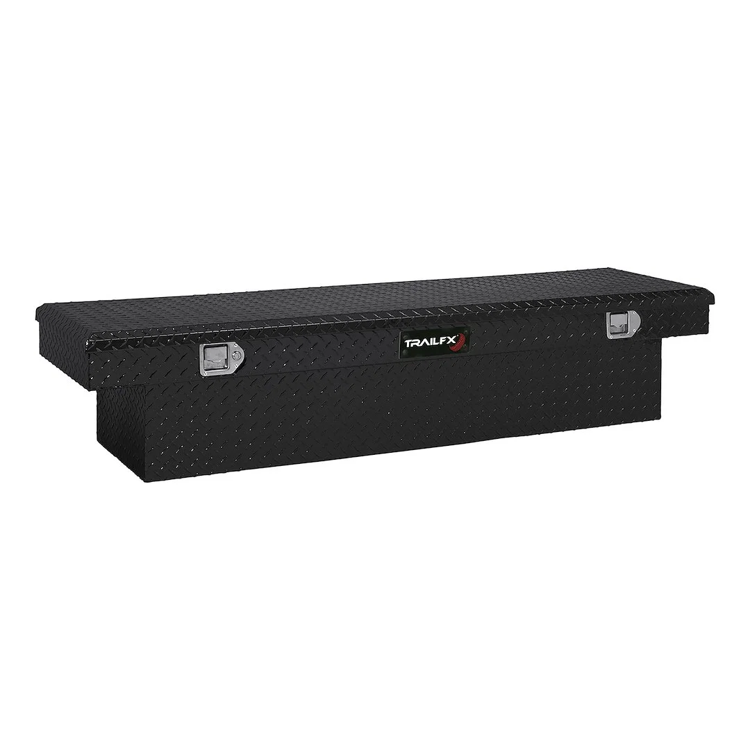 110702 – TRAILFX Tool Box, Crossover Standard Single Lid With Struts Diamond Tread Powder Coated Gloss Black 16 Gauge...